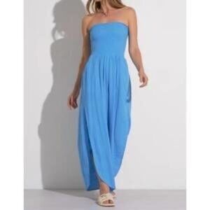 Elan Blue Strapless Jumpsuit  Women's Size Medium